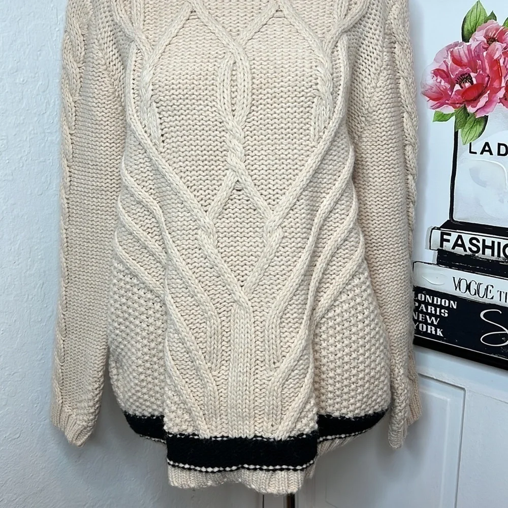 Oriana Cream & Black Wool Blend Knit Sweater Size S